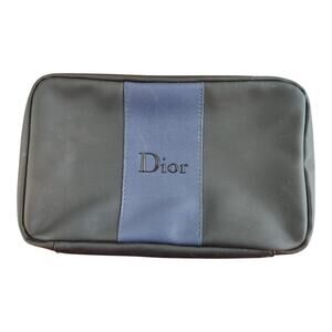 Dior Toiletry bag black blue zip make up bag cosmetic case travel